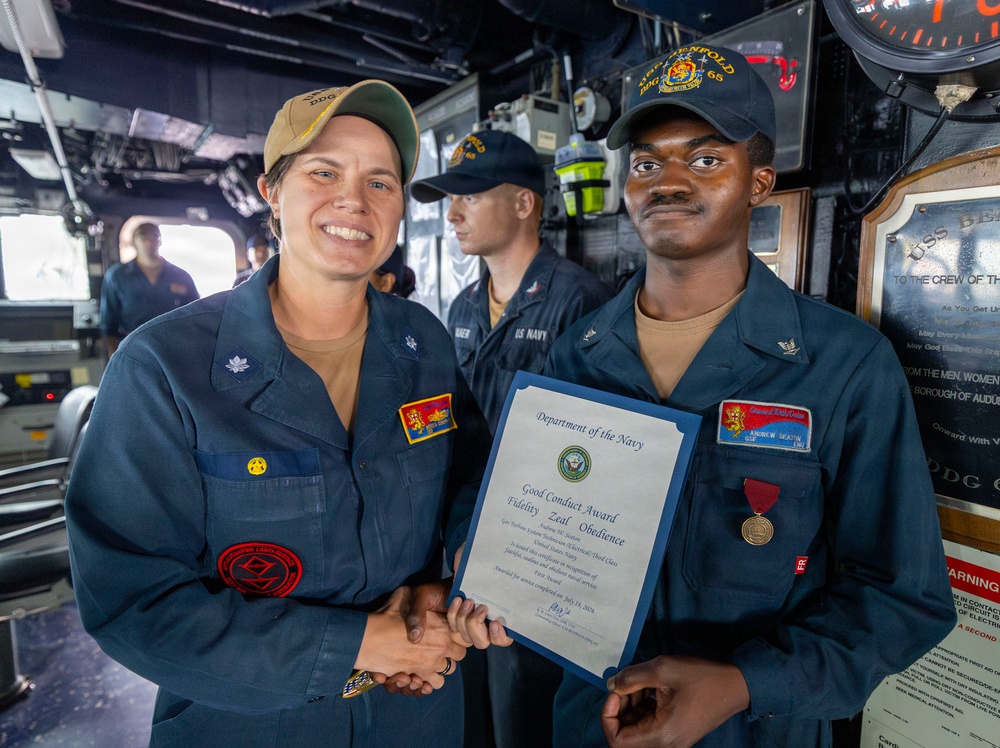 USS Benfold Holds An All Hands Call