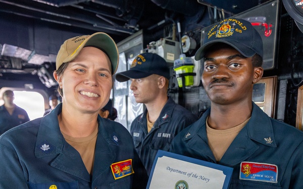 USS Benfold Holds An All Hands Call