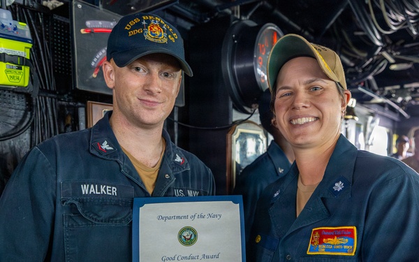 USS Benfold Holds An All Hands Call