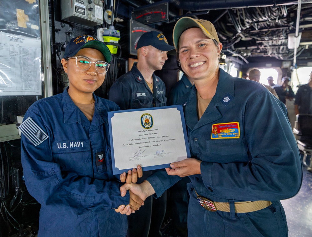 USS Benfold Holds An All Hands Call