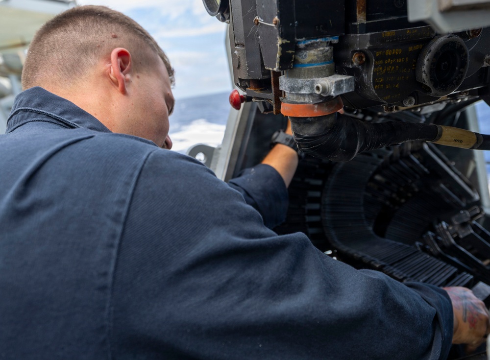 USS Benfold Sailors Maintain Weapon Systems