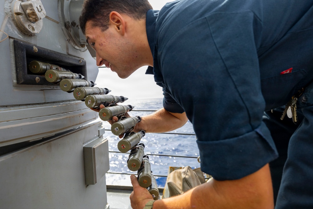 USS Benfold Sailors Maintain Weapon Systems