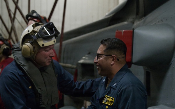 Rear Admiral Heames Shakes Hands with Captain Garza
