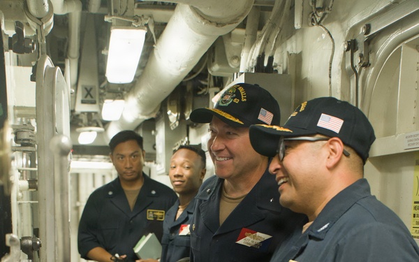 Rear Admiral Heames Tours USS Robert Smalls' (CG 62) Interior Spaces