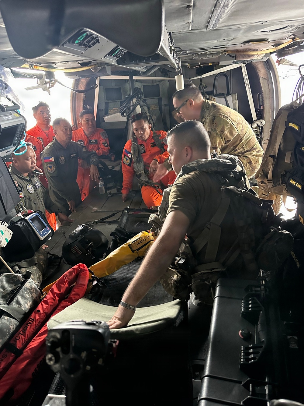 Flight Medics of the Hawaii Army National Guard Conduct a Medical Equipment Familiarization with the 505th Search and Rescue Group of the 205th Tactical Helicopter Wing in Clark Air Base, Pampanga, Philippines.
