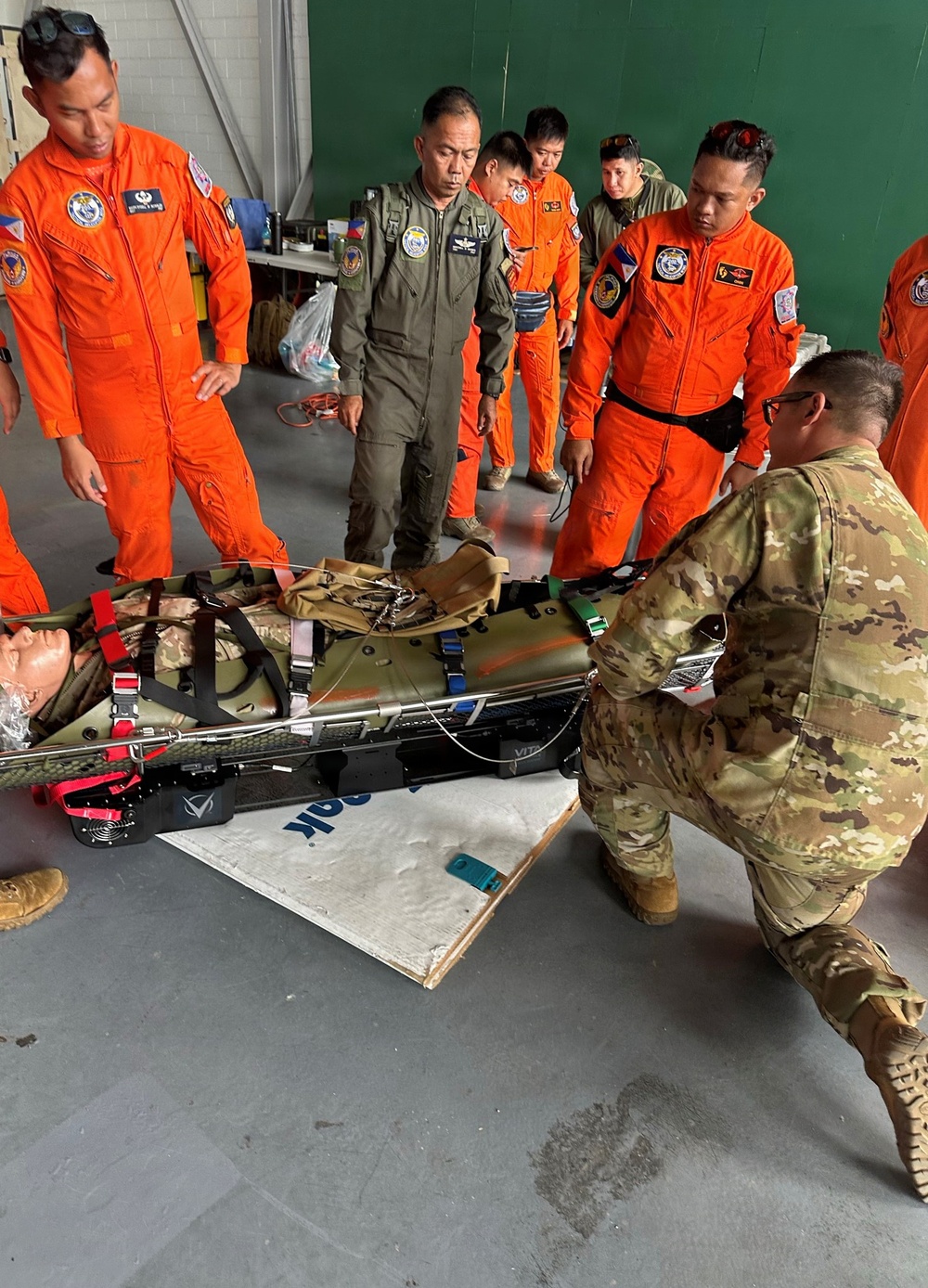 Flight Medics of the Hawaii Army National Guard Conduct a Medical Equipment Familiarization with the 505th Search and Rescue Group of the 205th Tactical Helicopter Wing in Clark Air Base, Pampanga, Philippines.