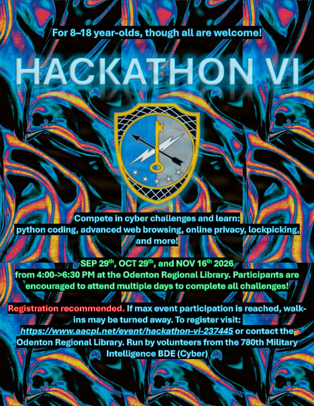 Hackathon VI Poster – A cyber and computer challenge event for young people