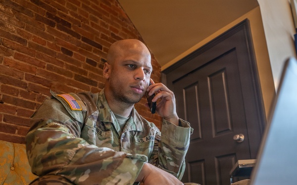 Staff Sgt. Christopher McNeil setting up to operate remotely