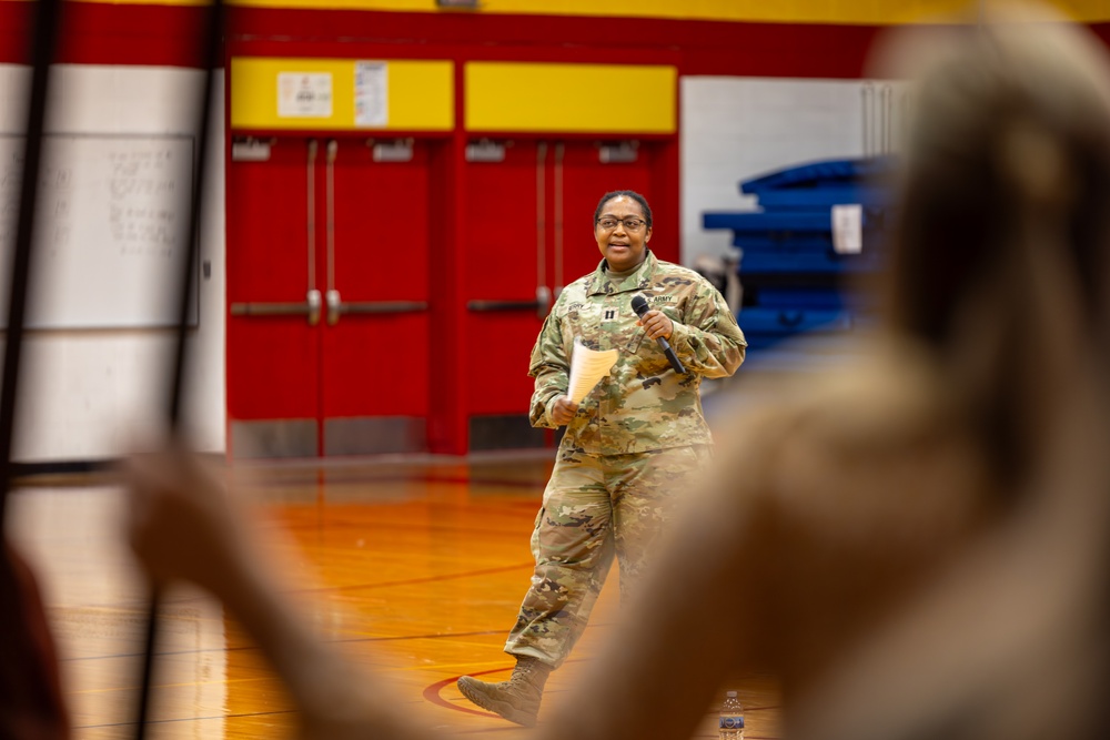 Logistics Officer Speaks with High School Students