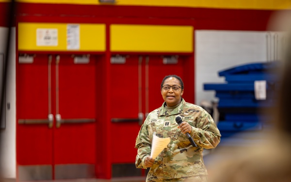 Logistics Officer Speaks with High School Students