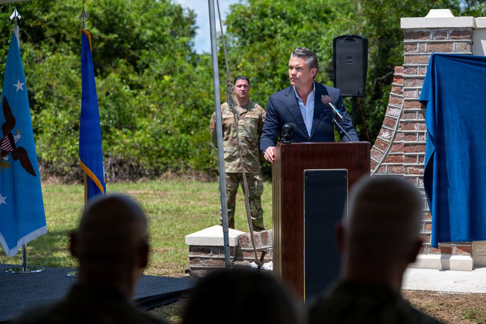 Secretary of War Pete Hegseth attends the base renaming from Joint Base Charleston to Joint Base Lindsey Graham in Charleston, SC