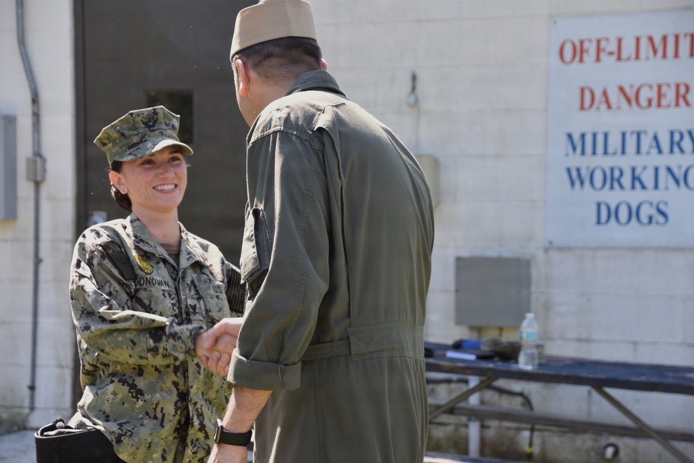 NAS Jacksonville Commanding Officer surprised Sailors today by promoting them through the Meritorious Advancement Program