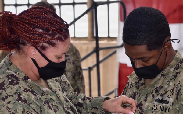 NAS Jacksonville Commanding Officer surprised Sailors today by promoting them through the Meritorious Advancement Program