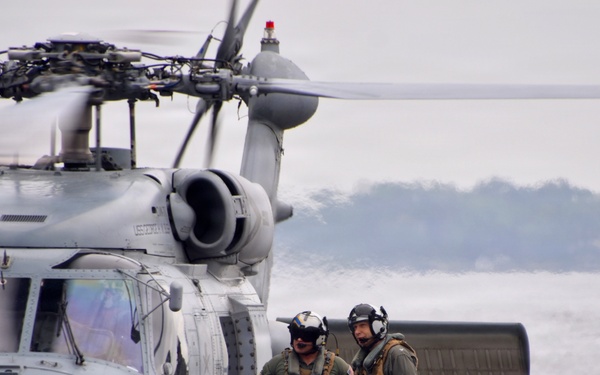 NAS Jacksonville Commanding Officer Capt. Brian Weiss flew his last flights in the MH-60R and the P-3C Orion
