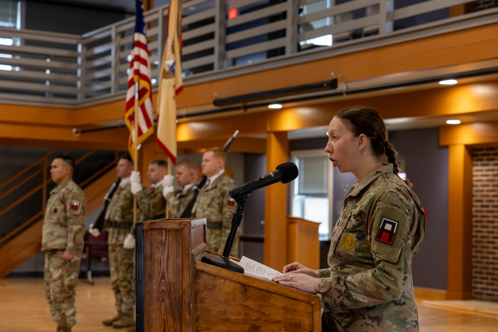 Commander Speaks to Audience during Assumption of Responsibilty Ceremony