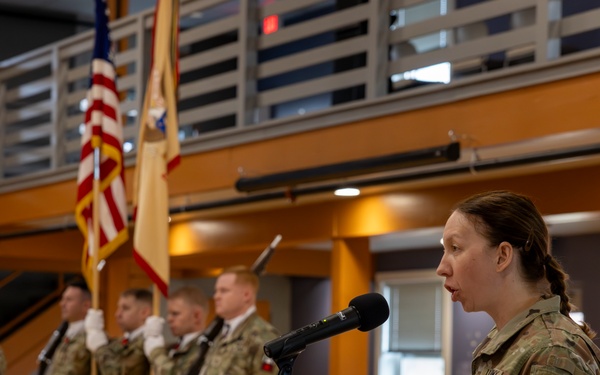 Commander Speaks to Audience during Assumption of Responsibilty Ceremony