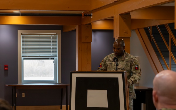 New CSM Speaks to Audience during Assumption of Responsibilty Ceremony