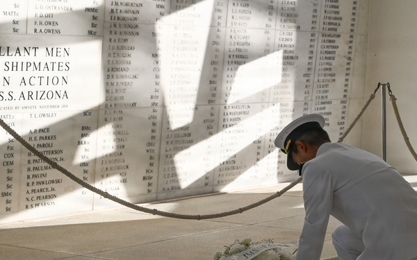 JS Chokai pays respects on board the USS Arizona Memorial