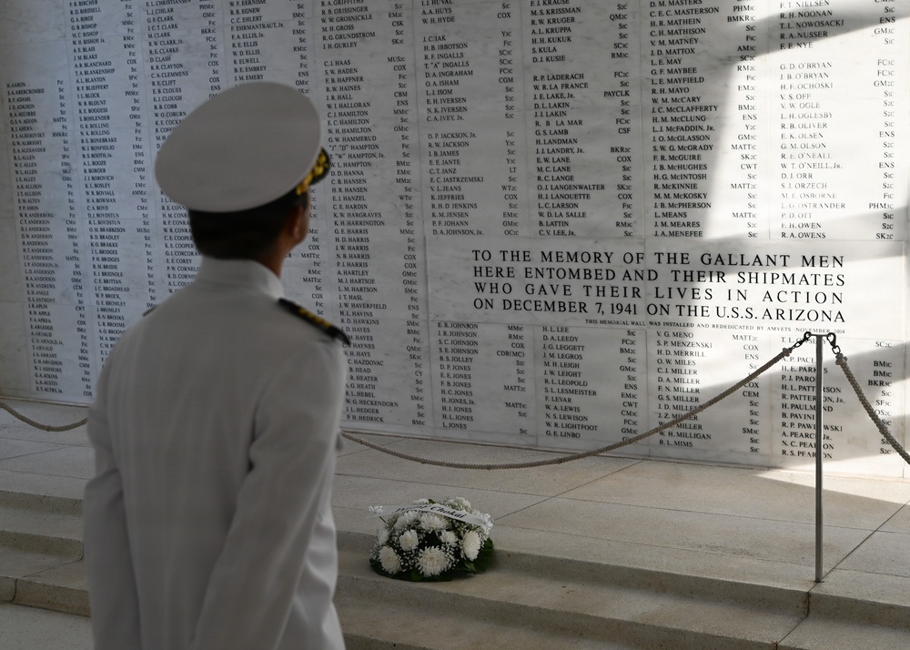 JS Chokai pays respects on board the USS Arizona Memorial