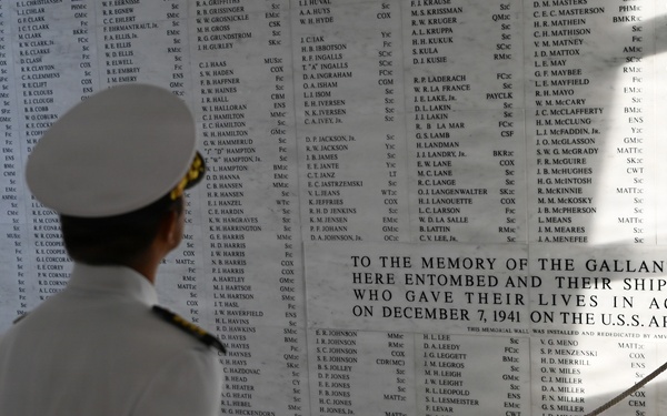JS Chokai pays respects on board the USS Arizona Memorial