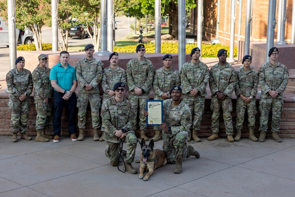 The City of Wichita Falls Honors 82nd SFS MWD Kevin for His Dedicated Service