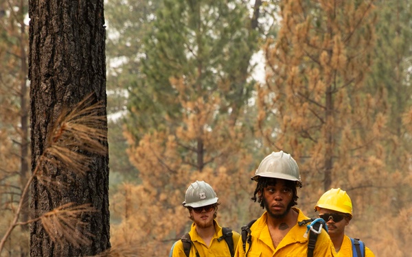 U.S. Army Soldiers from 7th Infantry Division activated as wildland firefighters on the Modrite Fire