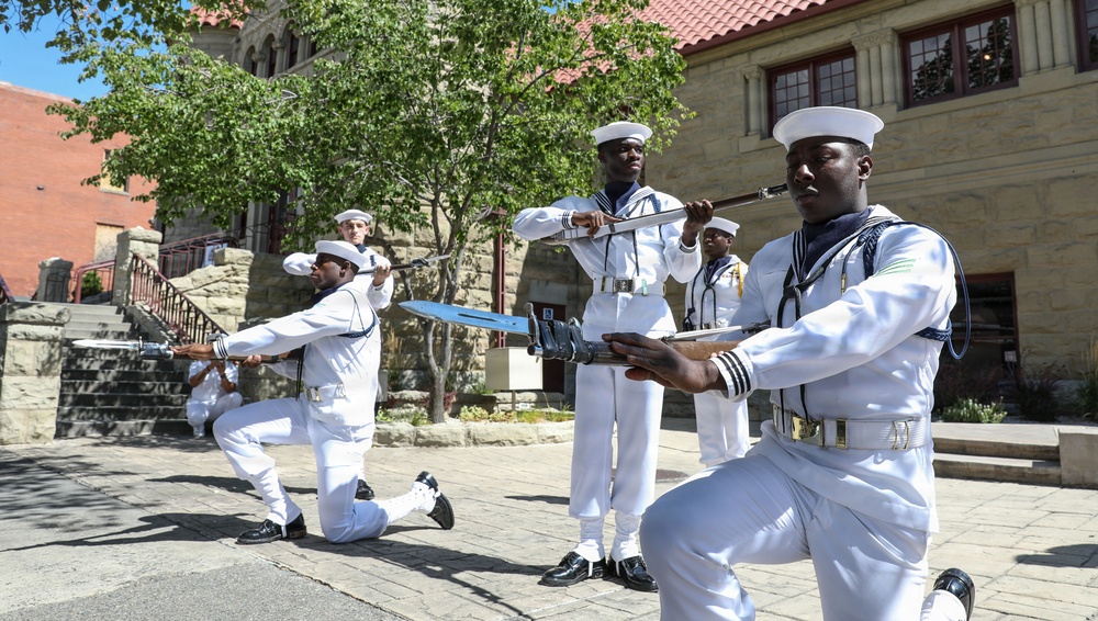 U.S. Navy Ceremonial Guard performs at Western Heritage Center during Billings Navy Week