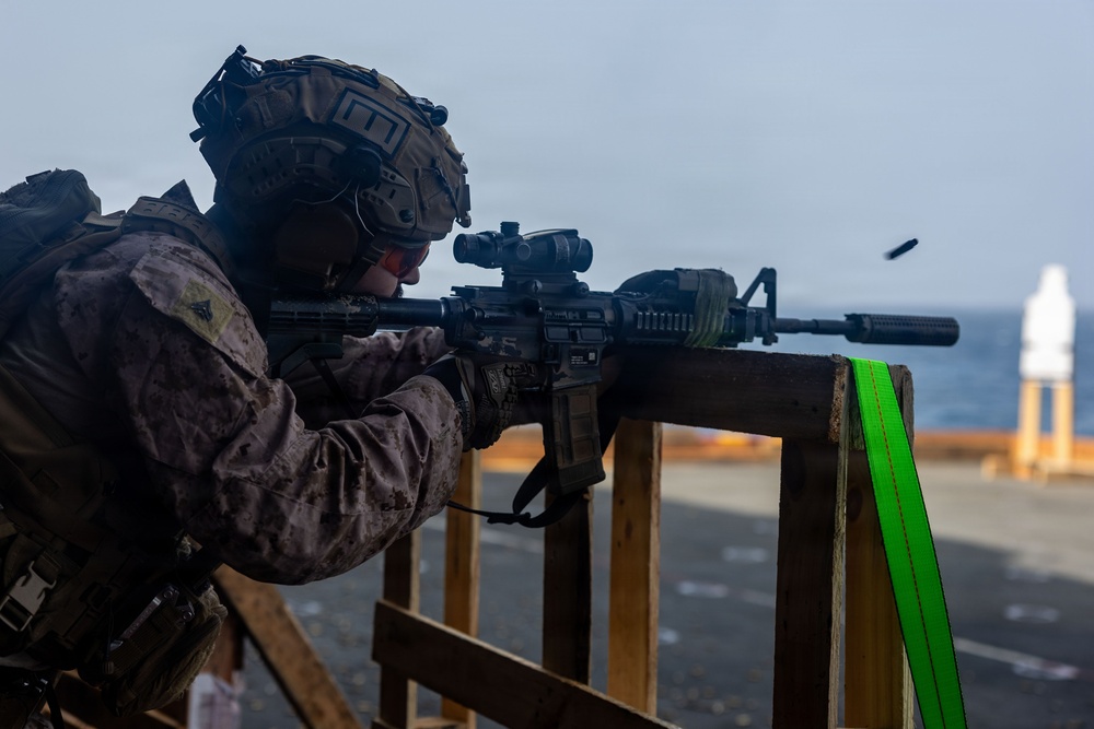 U.S. Marines Conduct Marksmanship Training Aboard USS Boxer