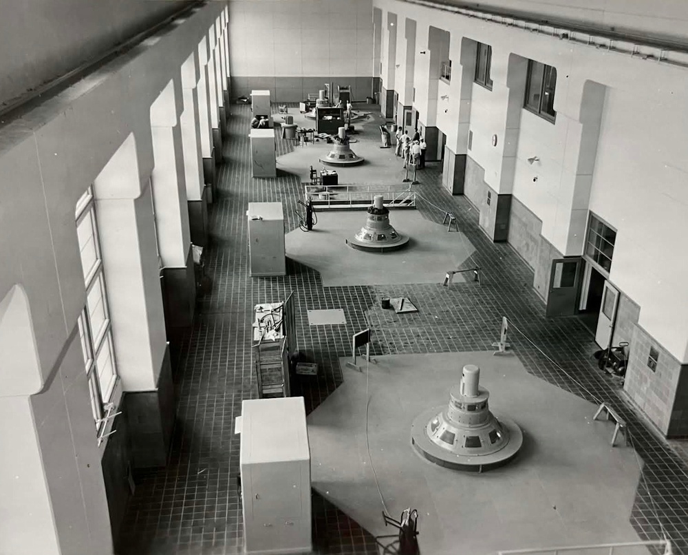Historical photo shows inside look of Fort Gibson hydropower plant