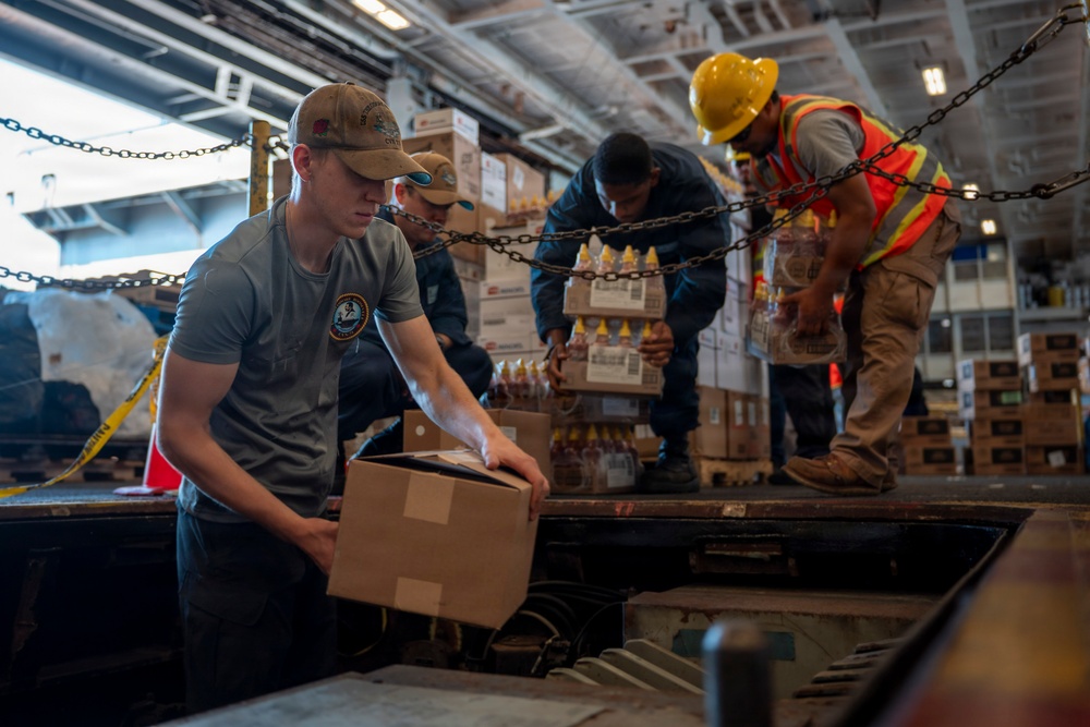 USS Theodore Roosevelt Brings on Stores