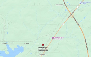 Map illustration of the location for McAlester Army Ammunition Plant