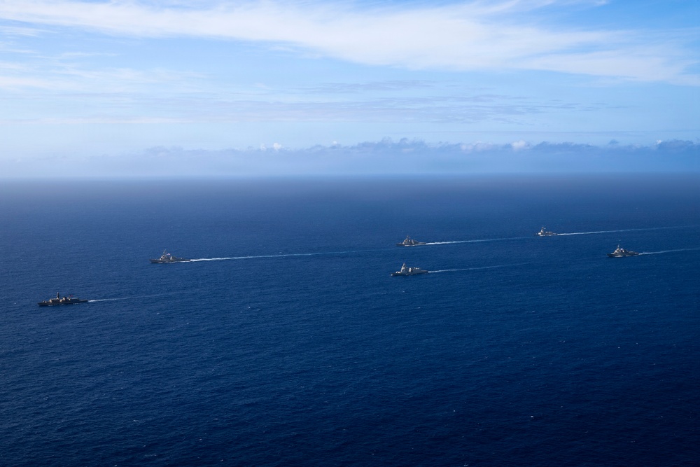 Multinational ships sail in formation during Pacific Dragon 2026