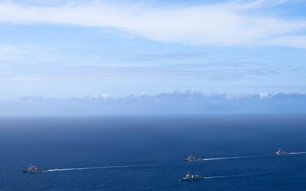 Multinational ships sail in formation during Pacific Dragon 2026