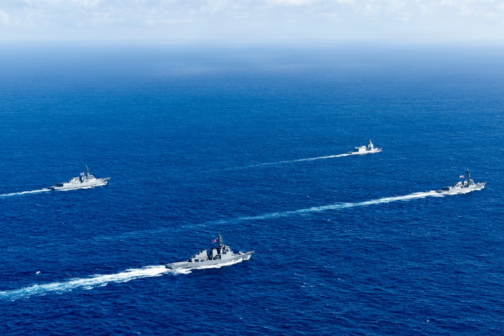 Multinational ships sail in formation during Pacific Dragon 2026