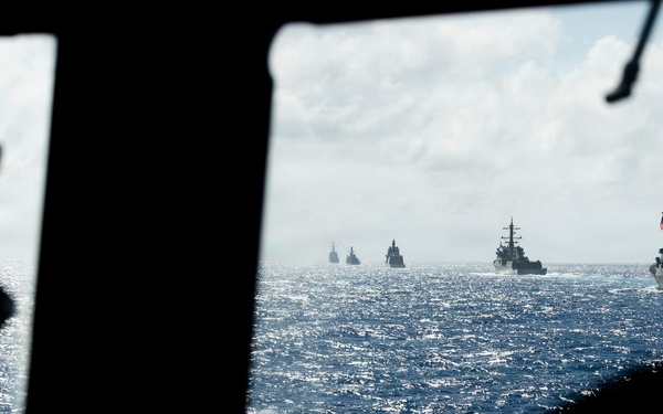 Multinational ships sail in formation during Pacific Dragon 2026
