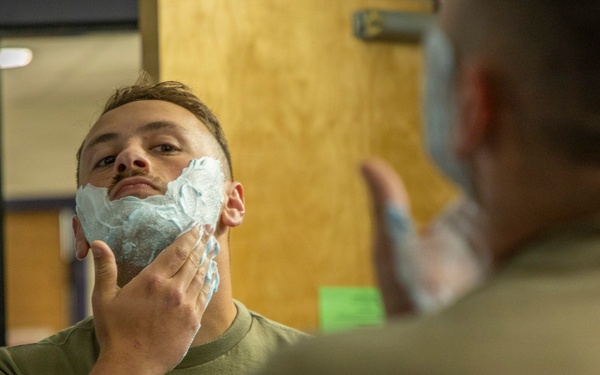 593rd CSC Soldiers Demonstrate Proper Shaving Techniques