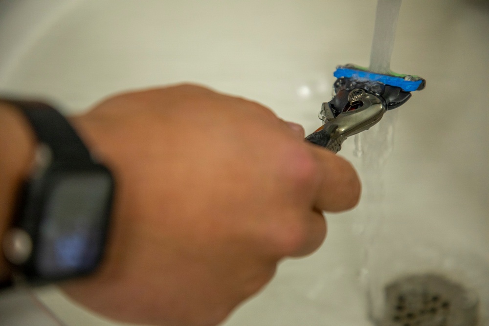 593rd CSC Soldiers Demonstrate Proper Shaving Techniques