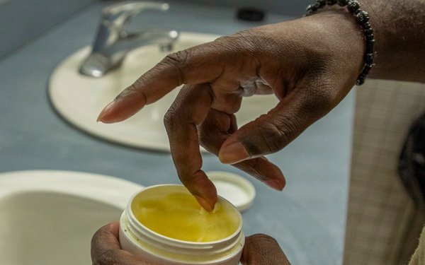593rd CSC Soldiers Demonstrate Proper Shaving Techniques
