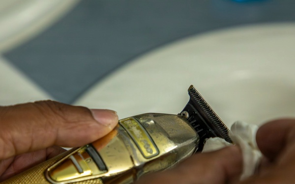 593rd CSC Soldiers Demonstrate Proper Shaving Techniques