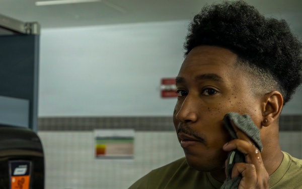 593rd CSC Soldiers Demonstrate Proper Shaving Techniques