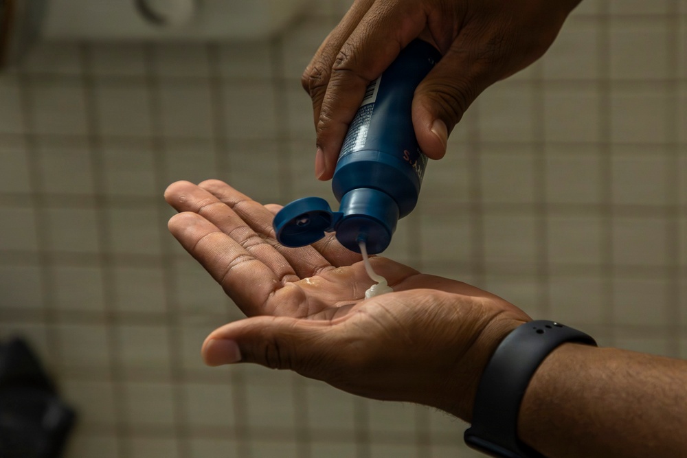 593rd CSC Soldiers Demonstrate Proper Shaving Techniques