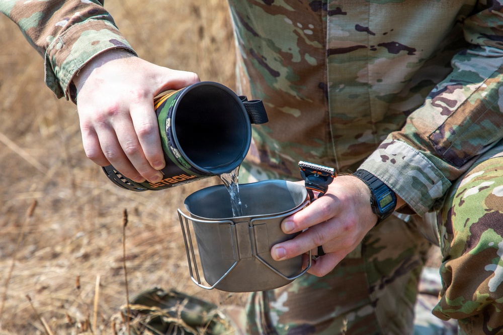 593rd CSC Soldier Demonstrates Effective Field Shaving Techniques
