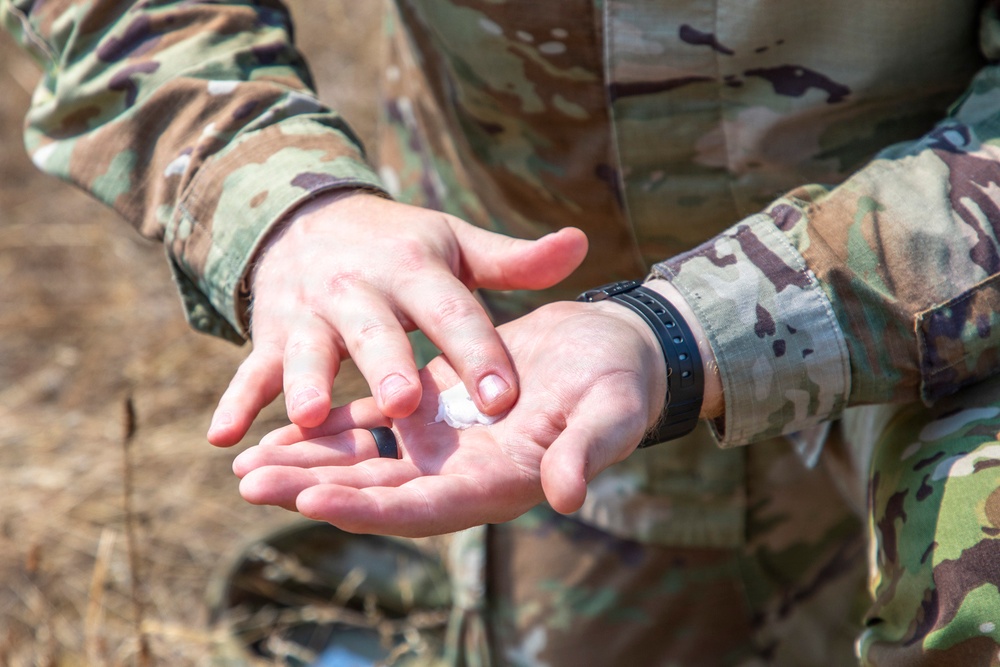 593rd CSC Soldier Demonstrates Effective Field Shaving Techniques