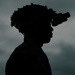 A dramatic silhouette photograph of a military personnel wearing a tactical helmet equipped with night vision goggles (NVG) mounted to the front. The figure is photographed in profile against a dim, overcast sky, creating a stark dark silhouette. The image conveys a covert or nighttime operational context.