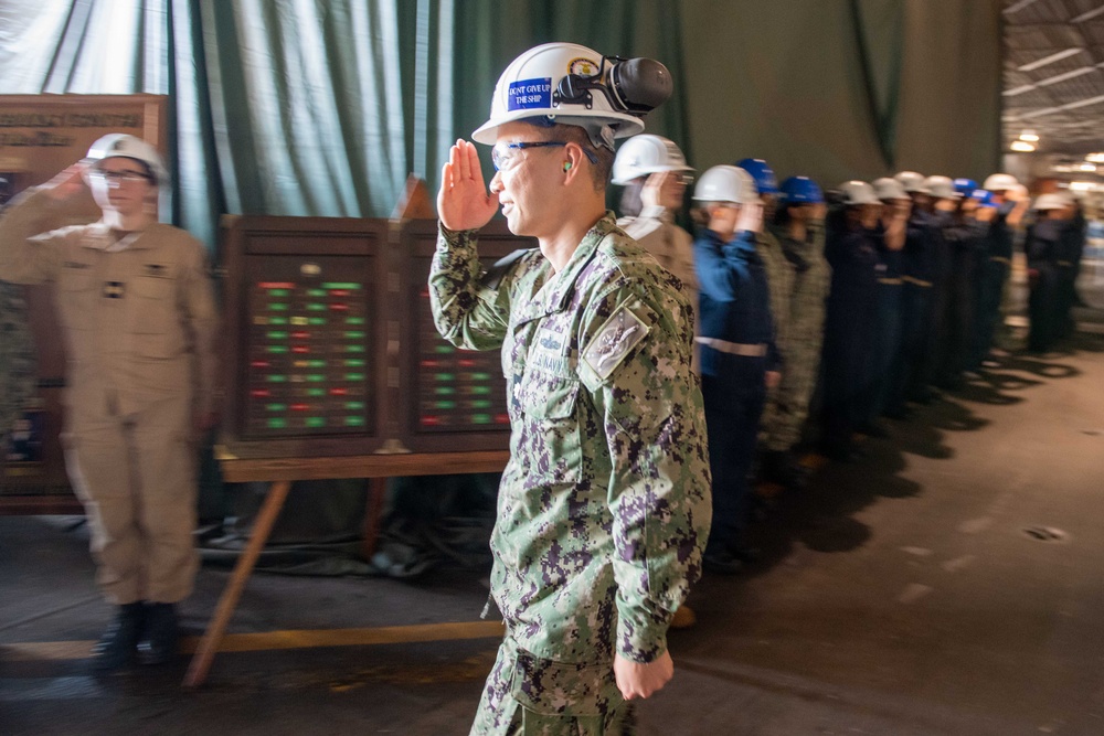 USS John C. Stennis (CVN 74) Lt. Cmdr. Huy Huynh Ring Off Ceremony