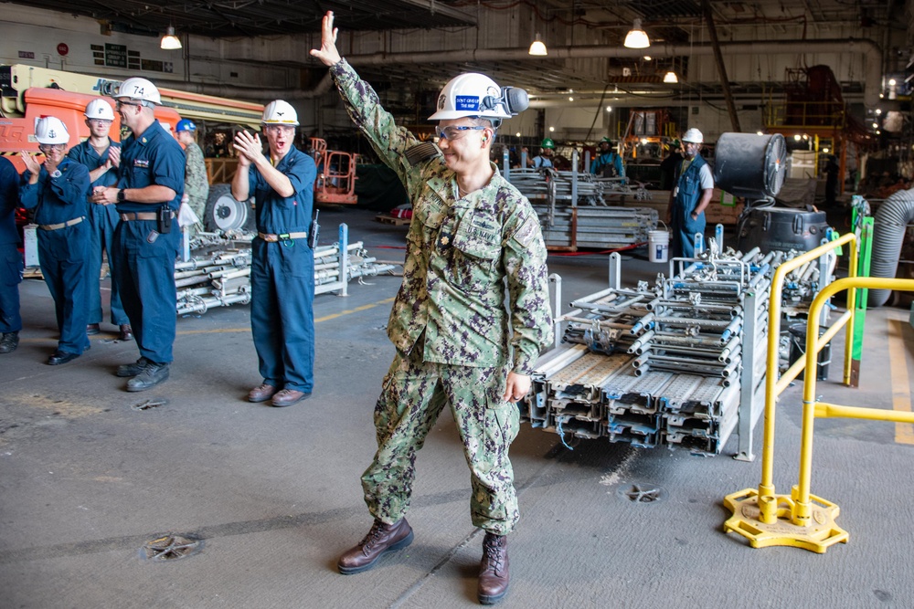 USS John C. Stennis (CVN 74) Lt. Cmdr. Huy Huynh Ring Off Ceremony