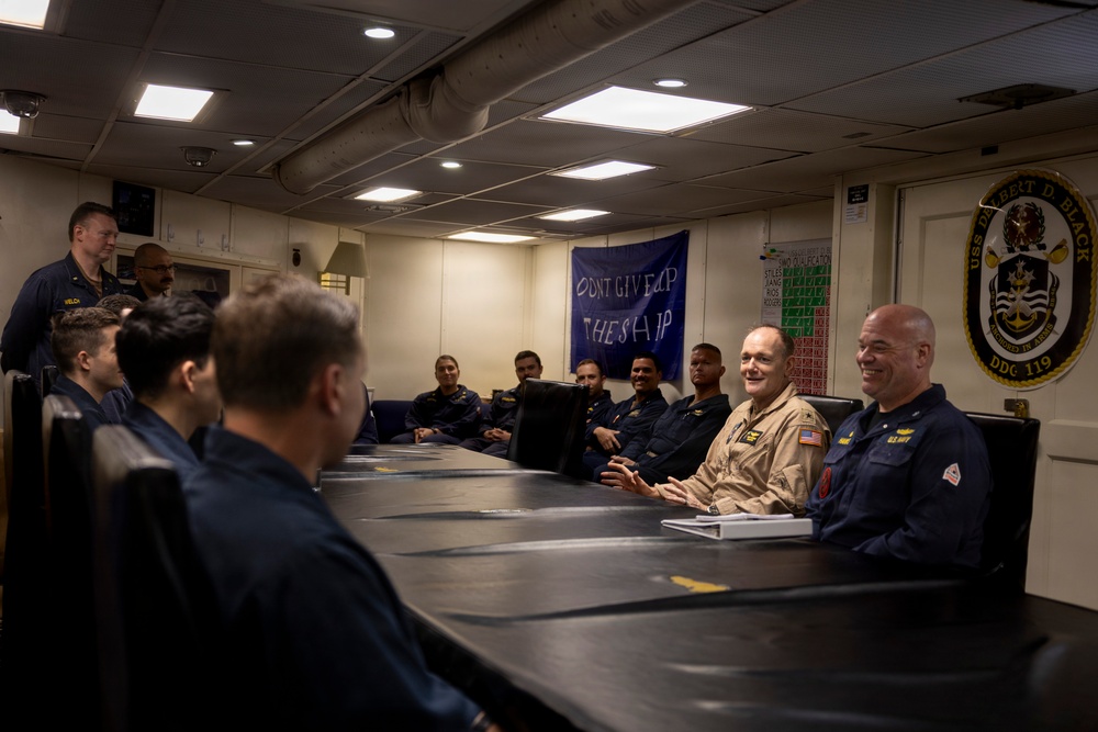 Rear Adm. Robert Loughran Visits Delbert D. Black