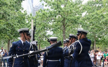 U.S. Coast Guard Ceremonial Honor Guard performs at the National September 11 Memorial