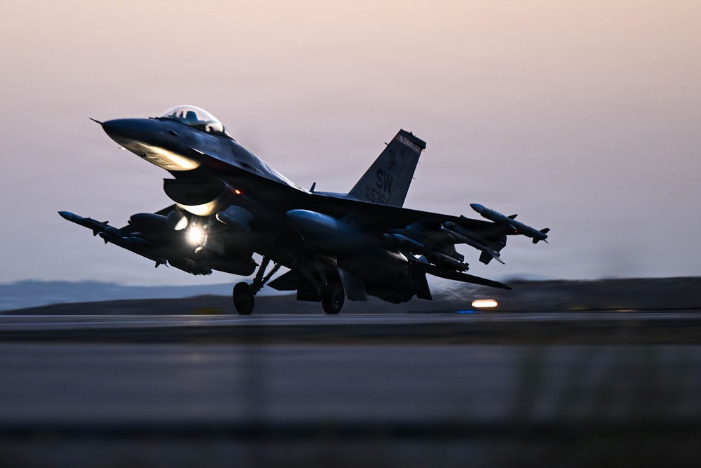 F-16 takeoff and land in the CENTCOM AOR