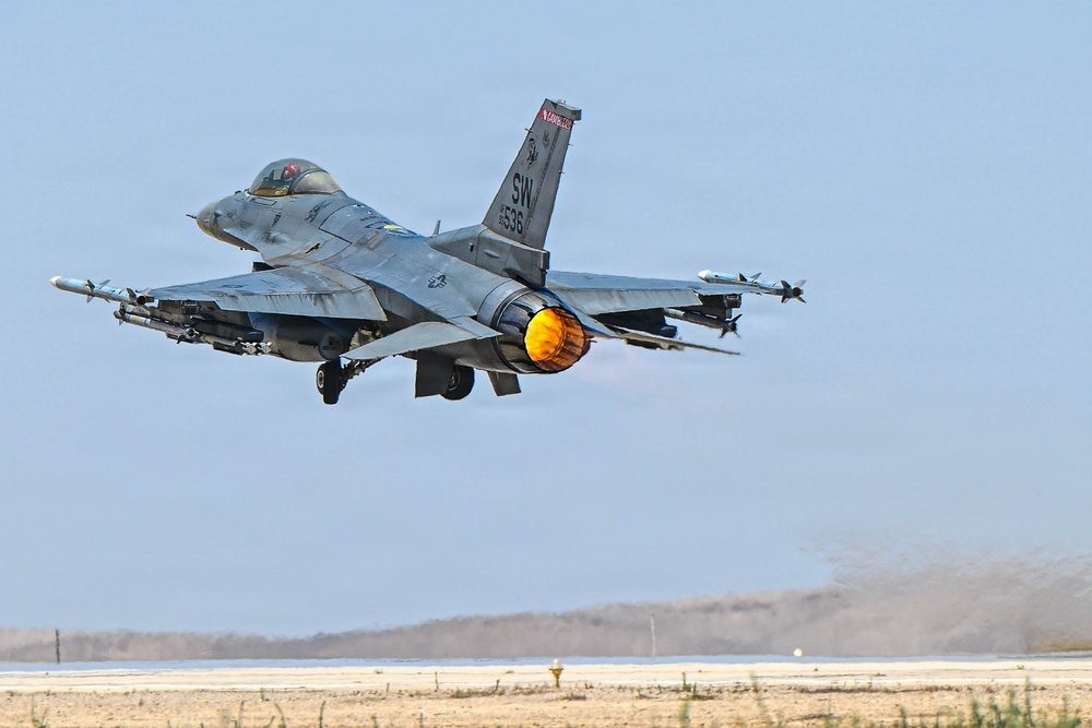F-16 takeoff and land in the CENTCOM AOR